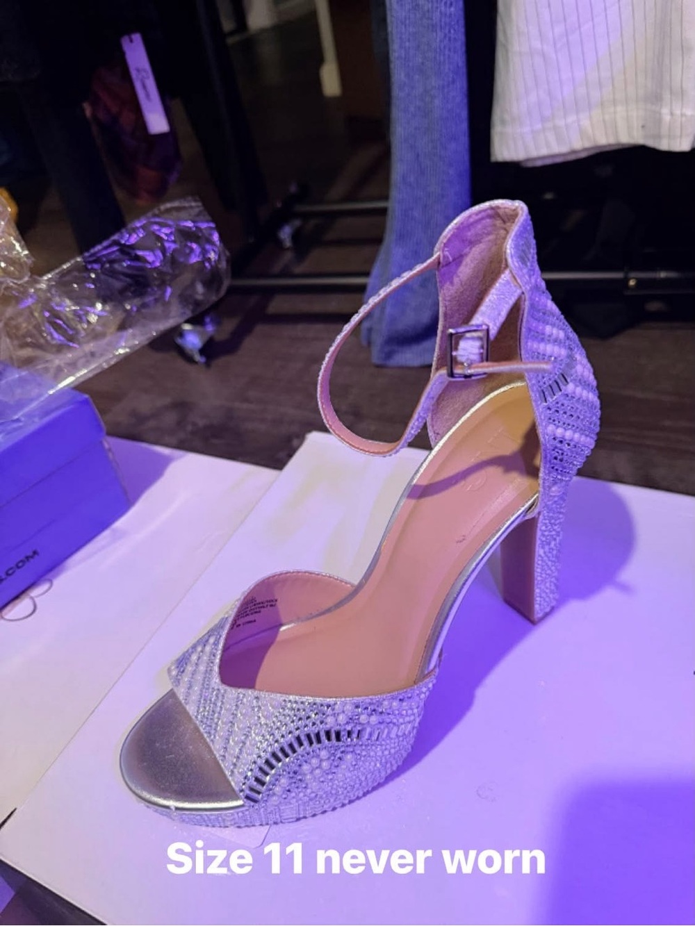 Silver Open-Toe Ankle Strap Block Heel Sandals - Women